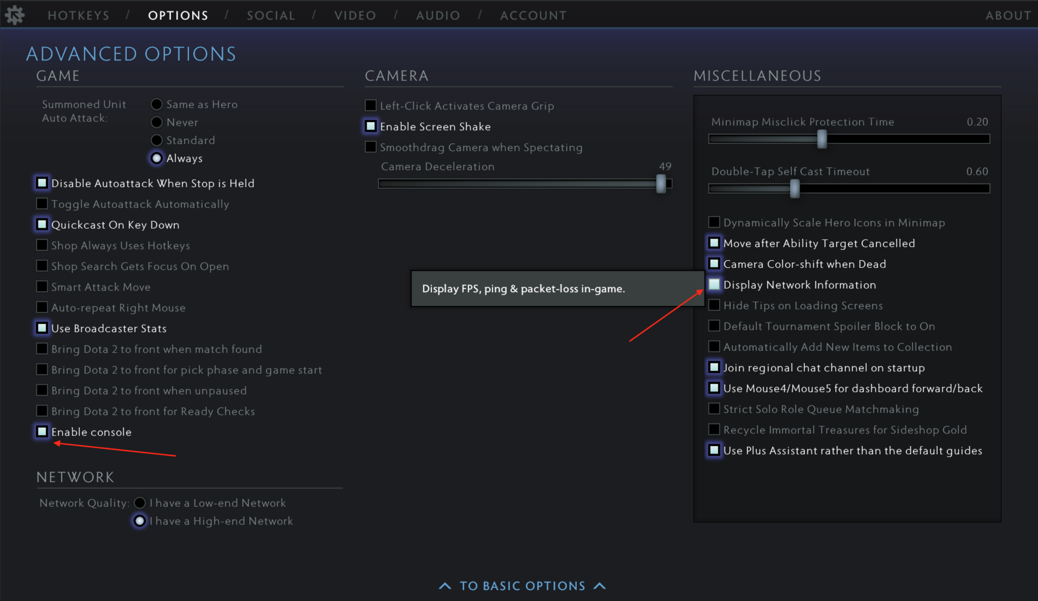 How to display fps ping in dota 2 nine